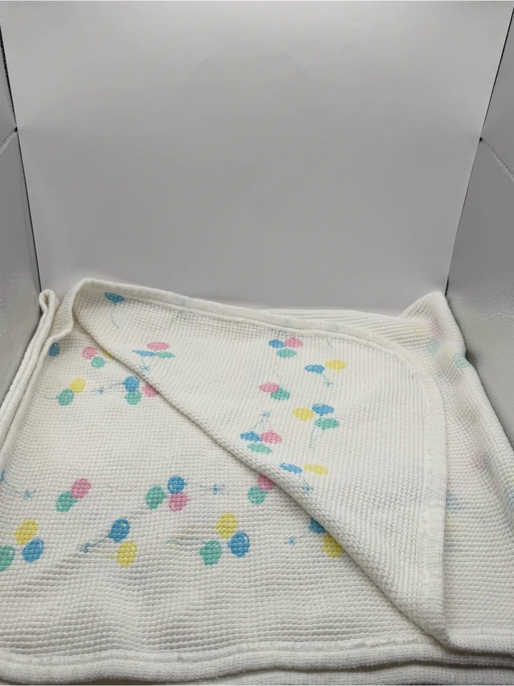 Vintage Baby Morgan Baby Receiving Blanket Balloons Waffle Knit 100% Cotton